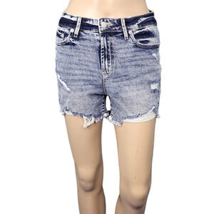 No Boundaries Distressed Acid Wash Shorts